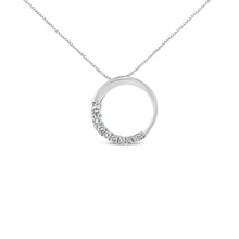 14K Gold 1/4 Cttw Round-Cut Graduating Diamond Open Circle Hoop 18" Pendant Necklace (J-K Color, I1-I2 Clarity)-0