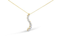 AGS Certified 14k Yellow Gold 3.0 Cttw Baguette and Brilliant Round-Cut Diamond Journey 18