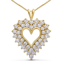 14K Yellow Gold Plated .925 Sterling Silver 4.0 Cttw Diamond Shadow Frame Heart 18" Pendant Necklace (J-K Color, I1-I2 Clarity)-0