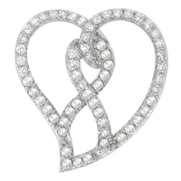 14K White Gold 1.0 Cttw White Diamond Awareness Ribbon & Open Heart 18