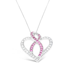 14K White Gold 1ct. TGW Diamond And Pink Sapphire Gemstone Pendant Necklace (G-H, SI2-I1)-0