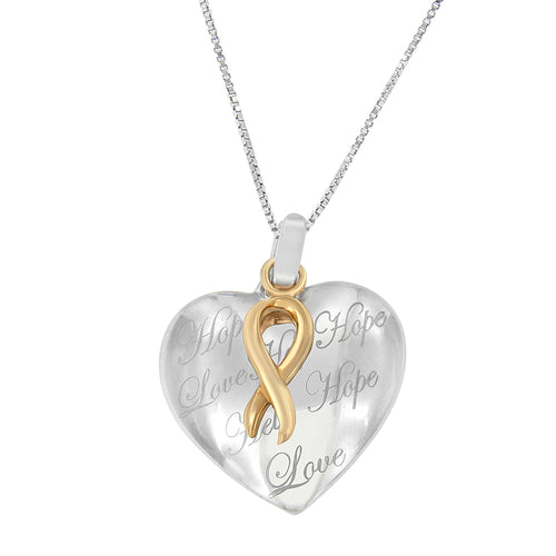 10K Yellow Gold Over Silver Heart Pendant Necklace-0
