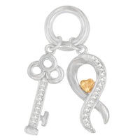 Two Tone .925 Sterling Silver 1/6 cttw Diamond Symbol Key Pendant Necklace (H-I, I1-I2)