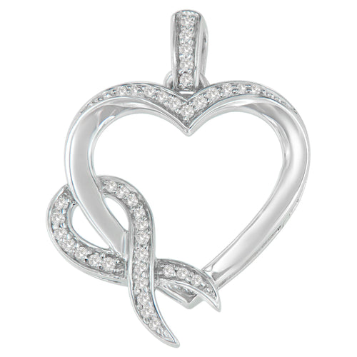 .925 Sterling Silver 1/6 cttw Diamond Heart Pendant Necklace (H-I, I1-I2)-0