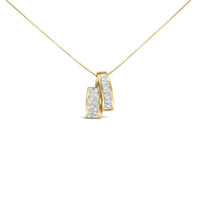 14K Yellow Gold 1 5/8 Cttw Princess and Baguette Diamond Duo Bar Pendant Necklace (G-H Color, VS2-SI1 Clarity) - 18