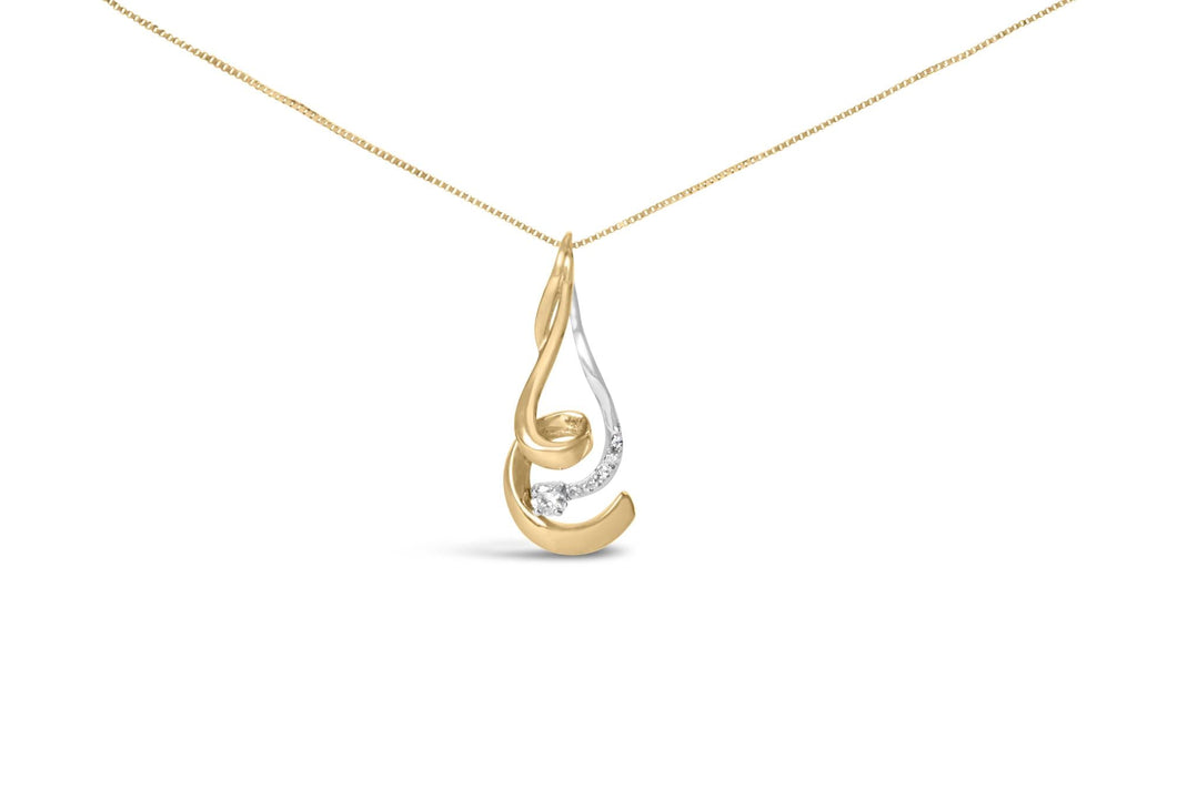 Espira 10K Two-Tone Gold 1/10 cttw Round Cut Diamond Swirl Pendant Necklace (I-J, I2-I3)-0