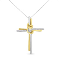 Espira 10K Two-Tone Yellow & White Gold Diamond-Accented Cross 18