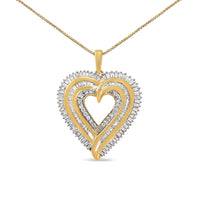 .925 Sterling Silver 1 1/2 Cttw Baguette Diamond Composite Heart 18