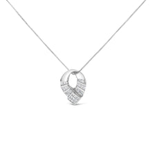 14k White Gold 1 5/8 Cttw Invisible Set Princess and Channel Set Baguette Diamond Curved Oval Shape Pendant Necklace (G-H Color, VS2-SI1 Clarity)-0