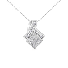 14k White Gold 2 1/10 Cttw Princess and Baguette Geometric Designed Diamond Pendant Necklace (G-H Color, VS1-VS2 Clarity) - NO CHAIN INCLUDED-0