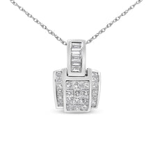 14K White Gold 2 1/5 Cttw Princess Cut Composite Diamond Pendant with Diamond Bale Pendant Necklace (H-I Color,SI1-SI2 Clarity) - NO CHAIN INCLUDED-0