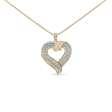 .925 Sterling Silver 1.00 Cttw Baguette Diamond Composite Open Heart 18" Inch Pendant Necklace (I-J Color, I1-I2 Clarity)-1
