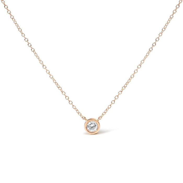 10K Gold 1/10 Carat Round Brilliant-Cut Diamond Modern Bezel-Set Solitaire 16