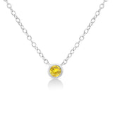 .925 Sterling Silver 1/10 Cttw Colored Diamond Suspended Bezel-Set Solitaire 16