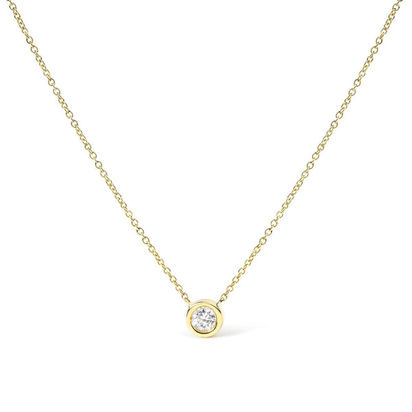 10K Gold Round Brilliant-Cut Diamond Modern Bezel-Set Solitaire 16