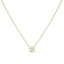 10K Gold Round Brilliant-Cut Diamond Modern Bezel-Set Solitaire 16"-18" Pendant Necklace (H-I Color, SI2-I1 Clarity)-2