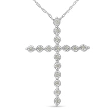 .925 Sterling Silver 1/6 Cttw Brilliant-Cut Diamond Miracle-Set Shared Prong Cross 18" Pendant Necklace (I-J Color, I2-I3 Clarity)-0
