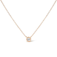 10K Gold Round Brilliant-Cut Diamond Modern Bezel-Set Solitaire 16"-18" Pendant Necklace (H-I Color, SI2-I1 Clarity)-3