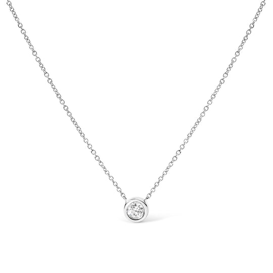 14K Gold Lab Grown Diamond Modern Bezel-Set Solitaire 16"-18" Pendant Necklace (F-G Color, VS2-SI1 Clarity)-0