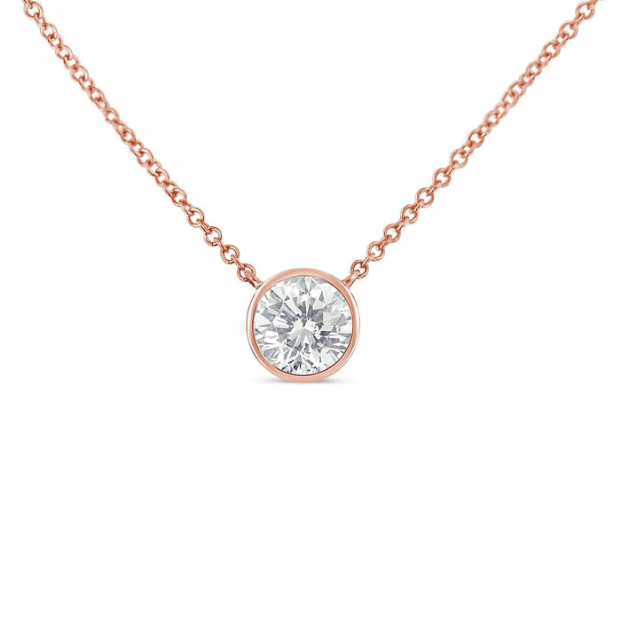 10K Rose Gold 1/2 Carat Round Brilliant-Cut Diamond Modern Bezel-Set Solitaire 16