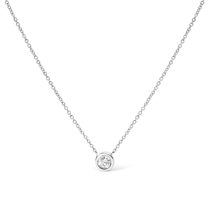 10K White Gold 1/2 Carat Round Brilliant-Cut Diamond Modern Bezel-Set Solitaire 16