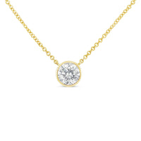 10K Yellow Gold 1/2 Carat Round Brilliant-Cut Diamond Modern Bezel-Set Solitaire 16