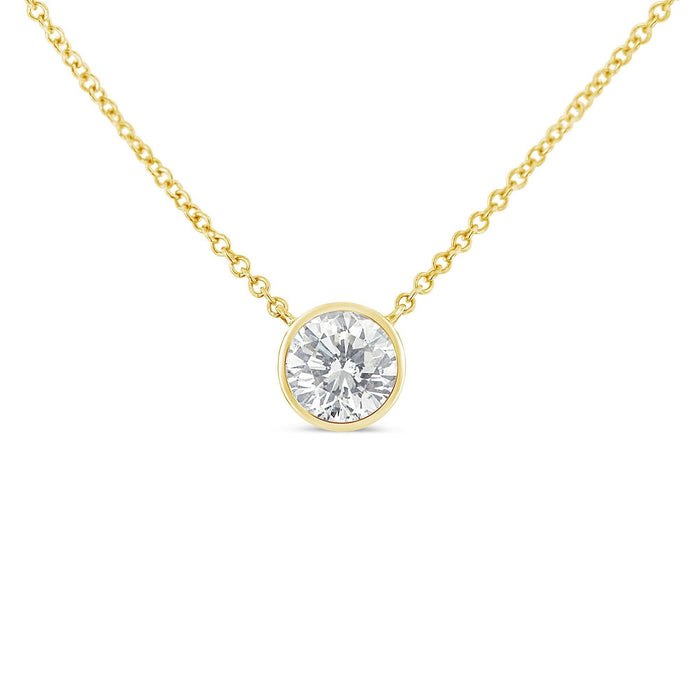 10K Yellow Gold 1/2 Carat Round Brilliant-Cut Diamond Modern Bezel-Set Solitaire 16