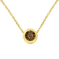 .925 Sterling Silver 1/10 Carat Diamond 18" Round Miracle-Plate Two-Tone Pendant Necklace (K-L Champagne Color, I2-I3 Clarity)-0