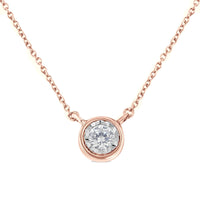 10K Gold Round Brilliant-Cut Diamond Modern Bezel-Set Solitaire Pendant Necklace (J-K Color, I2-I3 Clarity) - 16