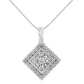10KT White Gold 1/2 cttw Diamond Square Pendant Necklace (I-J Color, I2-I3 Clarity)-0