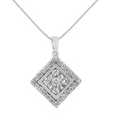 10KT White Gold 1/2 cttw Diamond Square Pendant Necklace (I-J Color, I2-I3 Clarity)-0 thumbnail 1