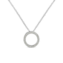 .925 Sterling Silver 1/4 Cttw Round-cut Diamond Open Circle Halo 18" Pendant Necklace (I-J Color, I2-I3 Clarity)-0