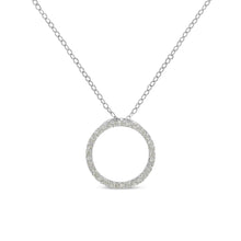 .925 Sterling Silver 1/3 Cttw Round-Cut Diamond Open Circle Halo 18" Pendant Necklace (I-J Color, I2-I3 Clarity)-0