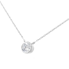 .925 Sterling Silver Round-Cut Diamond Bezel 18" Pendant Necklace (J-K Color, I1-I2 Clarity)-4