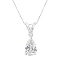 IGI certified 10K White Gold 1/2 cttw Diamond Pear Pendant Necklace (I-J, I1)