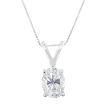IGI Certified 10K White Gold 3/8 cttw Prong Set Diamond Oval Pendant Necklace (I-J Color, I1 Clarity) - Size 18"-0
