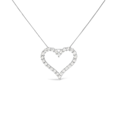 .925 Sterling Silver 2.0 Cttw Diamond Open Heart 18