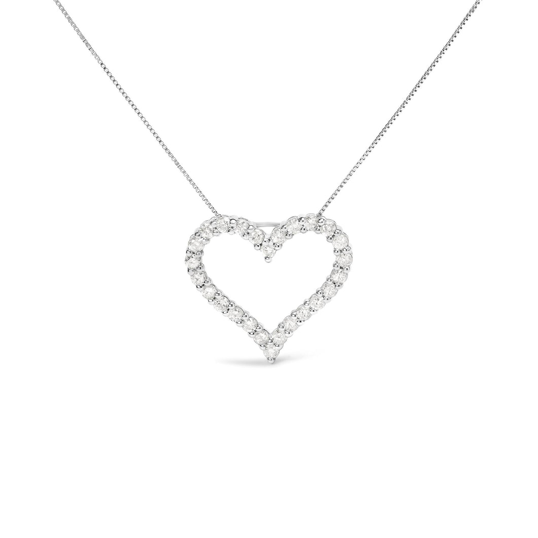 .925 Sterling Silver 2.0 Cttw Diamond Open Heart 18