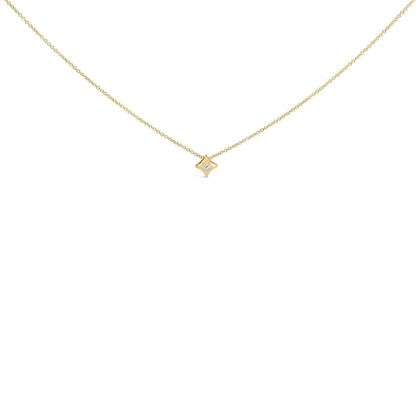 10K Gold 1/10 Cttw Bezel Set Solitaire Princess Cut Diamond Kite Shaped Pendent Necklace - 18