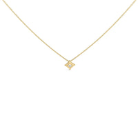 10K Gold 1/5 Cttw Bezel Set Princess Diamond Kite Shaped Solitaire Pendent Necklace