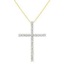 10K Yellow Gold Plated .925 Sterling Silver 4.0 Cttw Round Cut Diamond Cross Pendant Necklace (J-K Color, I1-I2 Clarity) - 18"-0
