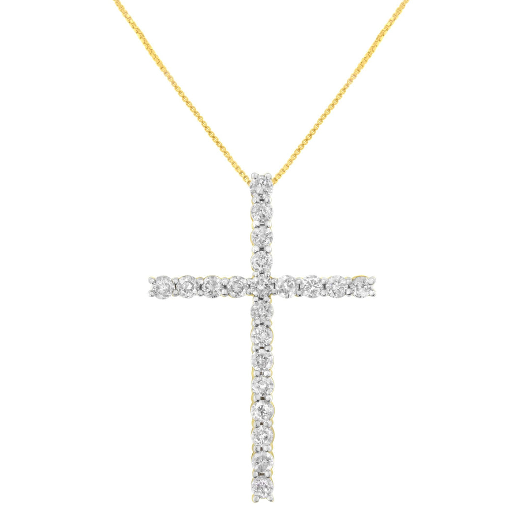 10K Yellow Gold Plated .925 Sterling Silver 4.0 Cttw Round Cut Diamond Cross Pendant Necklace (J-K Color, I1-I2 Clarity) - 18