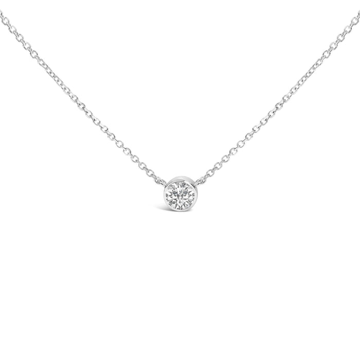 14K White Gold 1.00 Cttw Bezel Set Round Lab-Grown Diamond Solitaire 18