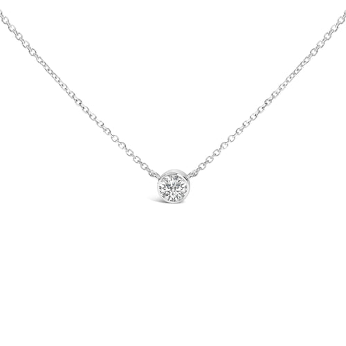 14K White Gold 1.00 Cttw Bezel Set Round Lab-Grown Diamond Solitaire 18