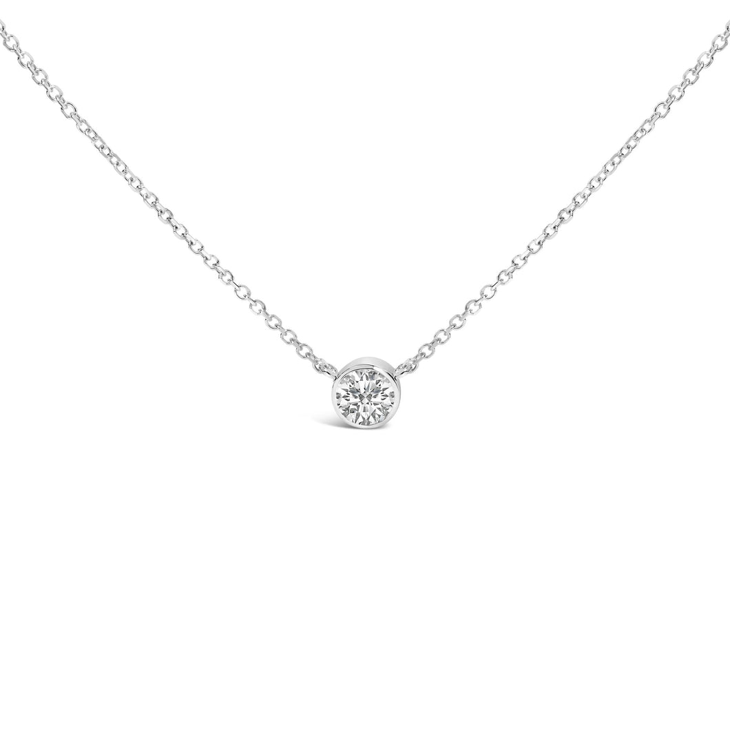 14K White Gold 1.00 Cttw Bezel Set Round Lab-Grown Diamond Solitaire 18