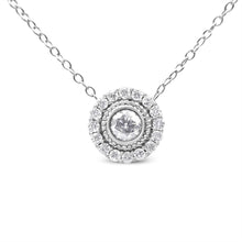 .925 Sterling Silver 1/2 Cttw Round Diamond Halo Circle Pendant 18" Necklace (I-J Color, I2-I3 Clarity)-0