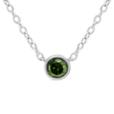 .925 Sterling Silver 1/5 Cttw Treated Green Diamond Solitaire Bezel 18