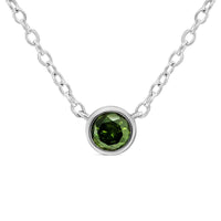 .925 Sterling Silver 1/5 Cttw Treated Green Diamond Solitaire Bezel 18