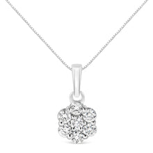 14KT White Gold 1/2 cttw Diamond Floral Cluster Pendant Necklace (HI, SI2-I1)-0