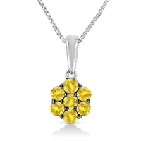 .925 Sterling Silver Prong Set Color Treated Diamond Floral Cluster 18